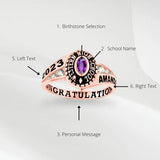 Custom School Class Ring, Jewelry for Woman, Sterling Silver 925 High School University Personalized Mementos Jewelry, Graduation Rings 2023