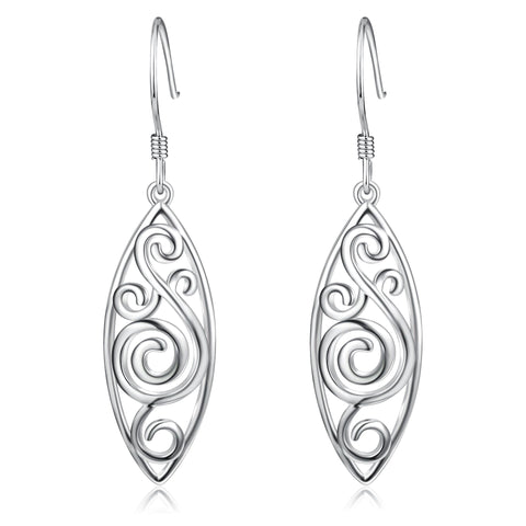 925 Sterling Silver Oval Peacock Drop Earrings
