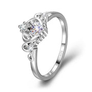 925 Sterling Silver Atrract Shiny Crystal Round Ring