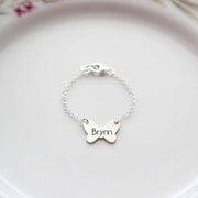925 Sterling Silver PersonalizedButterfly Baby Engraved Bracelet -White Gold Plated