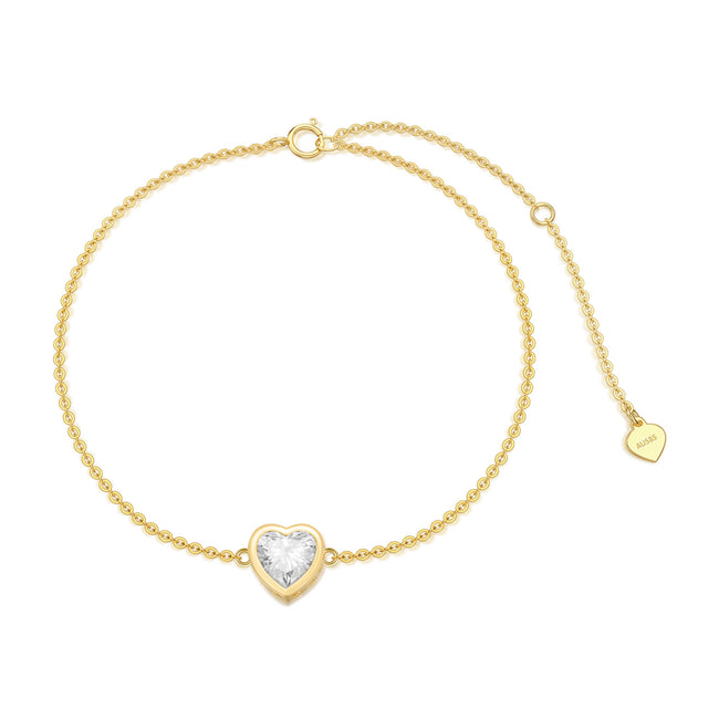 1 Carat Heart Moissanite Bracelet Jewelry in 14K Gold