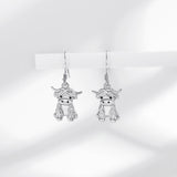 Highland Cow Earrings 925 Sterling Silver Heart Animal Jewelry