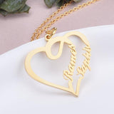 Double Names-Copper/925 Sterling Silver Personalized Heart Name Necklace -Adjustable 16”-20”