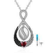 Infinity Wings Urn Necklace for Ashes Sterling Silver Cremation Jewelry Memorial Gifts for Women Men