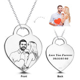 Put You In My Heart - 925 Sterling Silver Personalized Engraved Photo Necklaces Adjustable 16”-20”