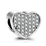 Personalized Color Photo Rhinestone Love Heart Charm in 925 Sterling Silver