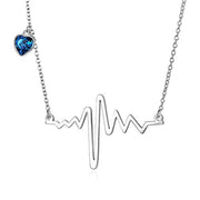 EKG Heartbeat Pendant Necklace with Crystal Heart Crystal Fine Jewelry Gift for Women Girls