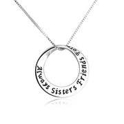 Sister Necklaces 925 Sterling Silver Always My Sister Friends Forever Circle Shape Pendant Necklace