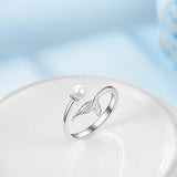 Sterling Silver Ocean Mermaid Rings for Women Teens Girls,Fish Tail Finger Adjustable Rings