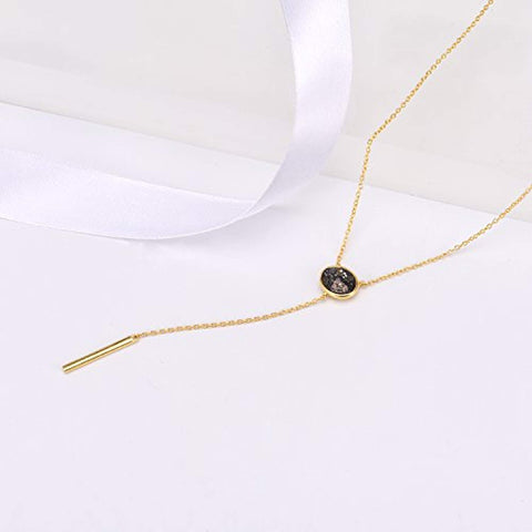 Y Drop Bar Necklace with Crystal Lariat Necklace