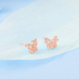 Rose Gold Sterling Silver Stud Earrings for Women(Cubic Zirconia Earrings)