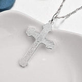 Jesus Christ Cross Necklace Sterling Silver Crucifix Cross Catholic Necklace Singapore Chain 18''