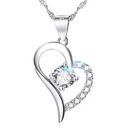 White Gold Plated Heart Necklace Sterling Silver Love Promise Jewelry for Women Wife Girlfriend Daughter Aunt (White)