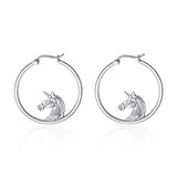 Unicorn Round Earrings Sterling Silver Gift for Women, Girls, Kids