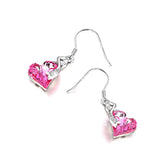 Love Heart Dangle Drop Earrings with Crystals Fine Jewelry