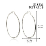 925 Sterling Silver Hoops Earrings 2.36 Inch(60 mm) for Women