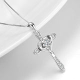 Cross Heart Women Necklace 925 Sterling Silver Polished Infinity Heart Necklace 18"