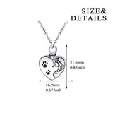 Dog Cat Paw Urn Necklaces for Ashes Cremation Jewelry Always in My Heart Sterling Silver Heart Pendant Necklace Memorial Keepsake Gifts