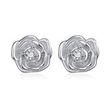 3D Rose Flower Earrings Sterling Silver Jewelry for Women Girl