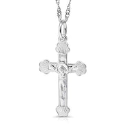 Jesus Christ Cross Necklace Sterling Silver Crucifix Cross Catholic Necklace Singapore Chain 18''