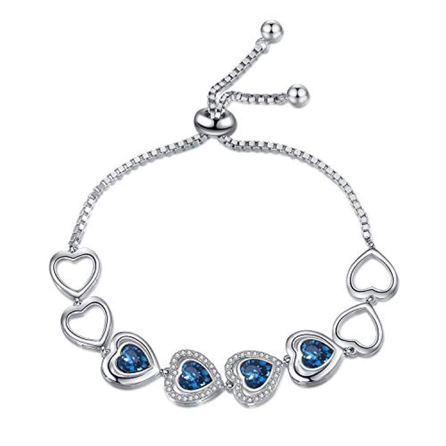 Endless Love Hearts Bracelet Sterling Silver Adjustable Bracelet