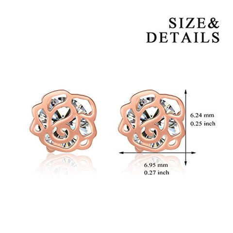 Rose Gold Sterling Silver Stud Earrings Jewelry for Women(Cubic Zirconia Earrings)