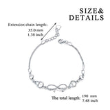 Simple Infinity Sterling Silver Link Chain Adjustable 6.5"+1.5" Extender Bracelet
