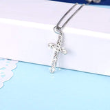 Religious 925 Sterling Silver Irish Celtic Knot Cross Pendant Necklace
