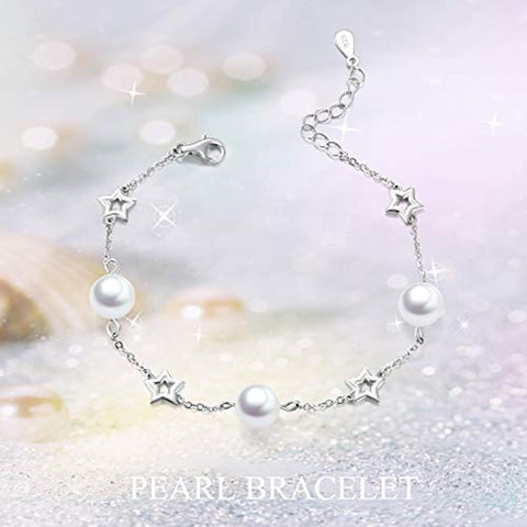 Star Bracelets Sterling Silver Pearl Adjustable Chain Bracelet