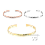 Rose and Yellow Gold Tone Sterling Silver Forever Family Cuff Bangle for Women Family
