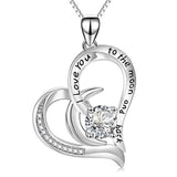 I Love You to The Moon and Back Heart Necklace with Crystals Mom Necklace for Mothers