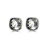 Hypoallergenic Essentials Square Studs Earrings with Grey Silver Crystal 10mm