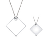 925 Sterling Silver RHOMBUS PHOTO ENGRAVED NECKLACE