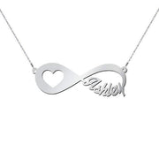 'In My Heart' -Copper/925 Sterling Silver Personalized Infinity Name NecklaceAdjustable 16”-20”