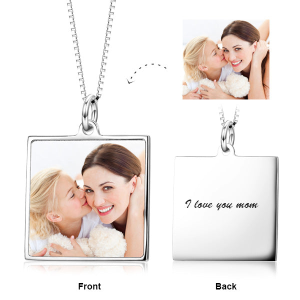 925 Sterling Silver Color Photo Message Necklace