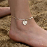 Copper/925 Sterling Silver Initial Heart Anklet Adjustable Chain 8.5"-10"