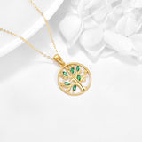 14k Solid Gold Tree of Life Pendant Necklace Jewelry Gifts for Women