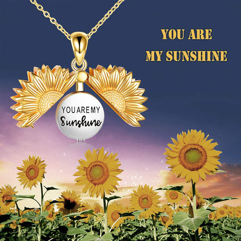 Sterling Silver Sunflower Urn Necklace for Ashes You are My Sunshine Pendant Cremation Jewelry for Ashes of Loved Ones Keepsake