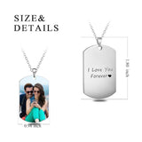 Stainless Steel Personalized Color Photo&Text Necklace Adjustable 18”-20”