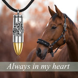 Sterling Silver Horse Cremation Jewelry Keepsake Memorial Urn Necklace for Men