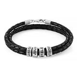 Mens Leather Bracelet with 925 Sterling Silver Custom Bead