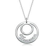 All Around You 925 Sterling Silver Personalized  Necklace  Adjustable 16”-20”-White Gold Plated