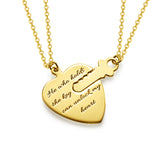 Key To Heart Copper/925 Sterling Silver Personalized  Engravable Necklace-Adjustable 16”-20”