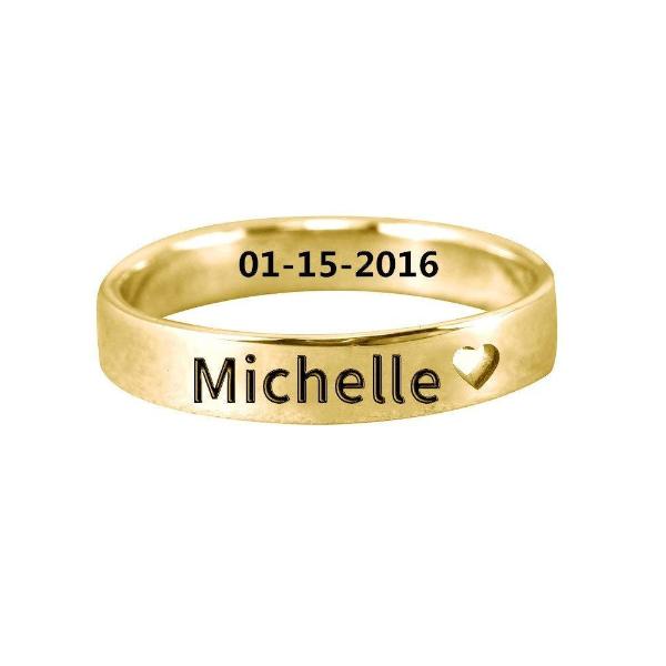 Copper/925 Sterling Silver Personalized Cut Out Heart Name Ring