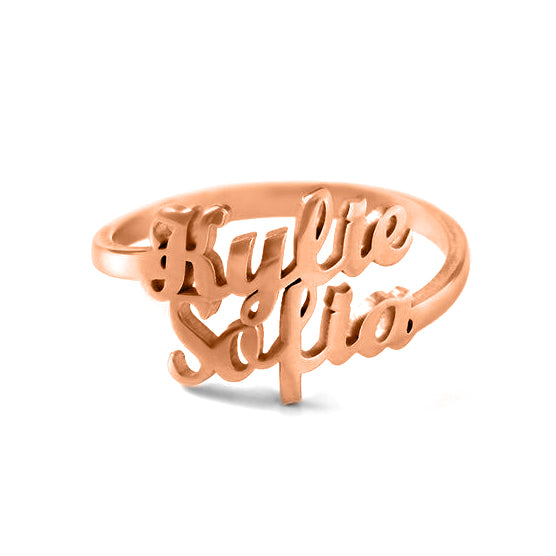 Copper/925 Sterling Silver Personalized Double Name Ring