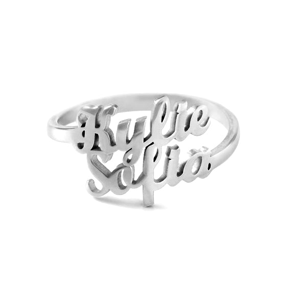 Copper/925 Sterling Silver Personalized Double Name Ring