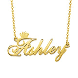 Ashley - Copper/925 Sterling Silver Personalized Name Crown Necklace Adjustable 18”-20”
