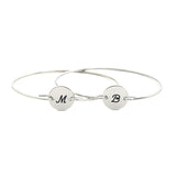 925 Sterling Silver Personalized Single Initital Bangle From A to Z