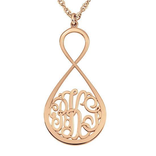 Copper/925 Sterling Silver Personalized Infinity Monogram Necklace Adjustable 16”-20”