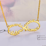 Copper/925 Sterling Silver Personalized  Infinity Name Necklace With 4 Names Adjustable 16”-20”